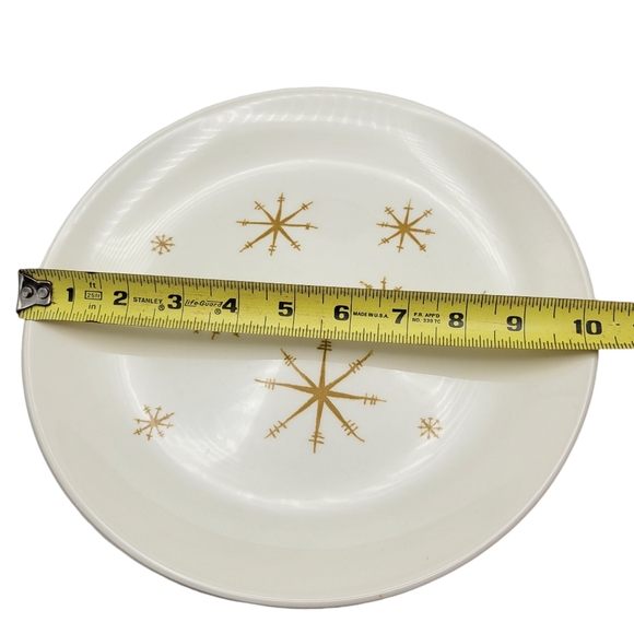 Vintage Royal China STAR GLOW Plate 10" MCM USA Gold Atomic Starburst Ironstone - Picture 10 of 10
